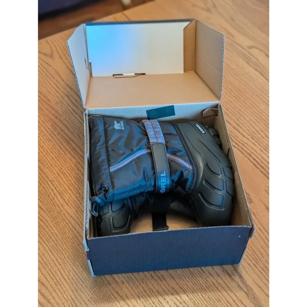 Sorel Children's Flurry Boot Insulated Winter Boots Size 12 Black City Grey